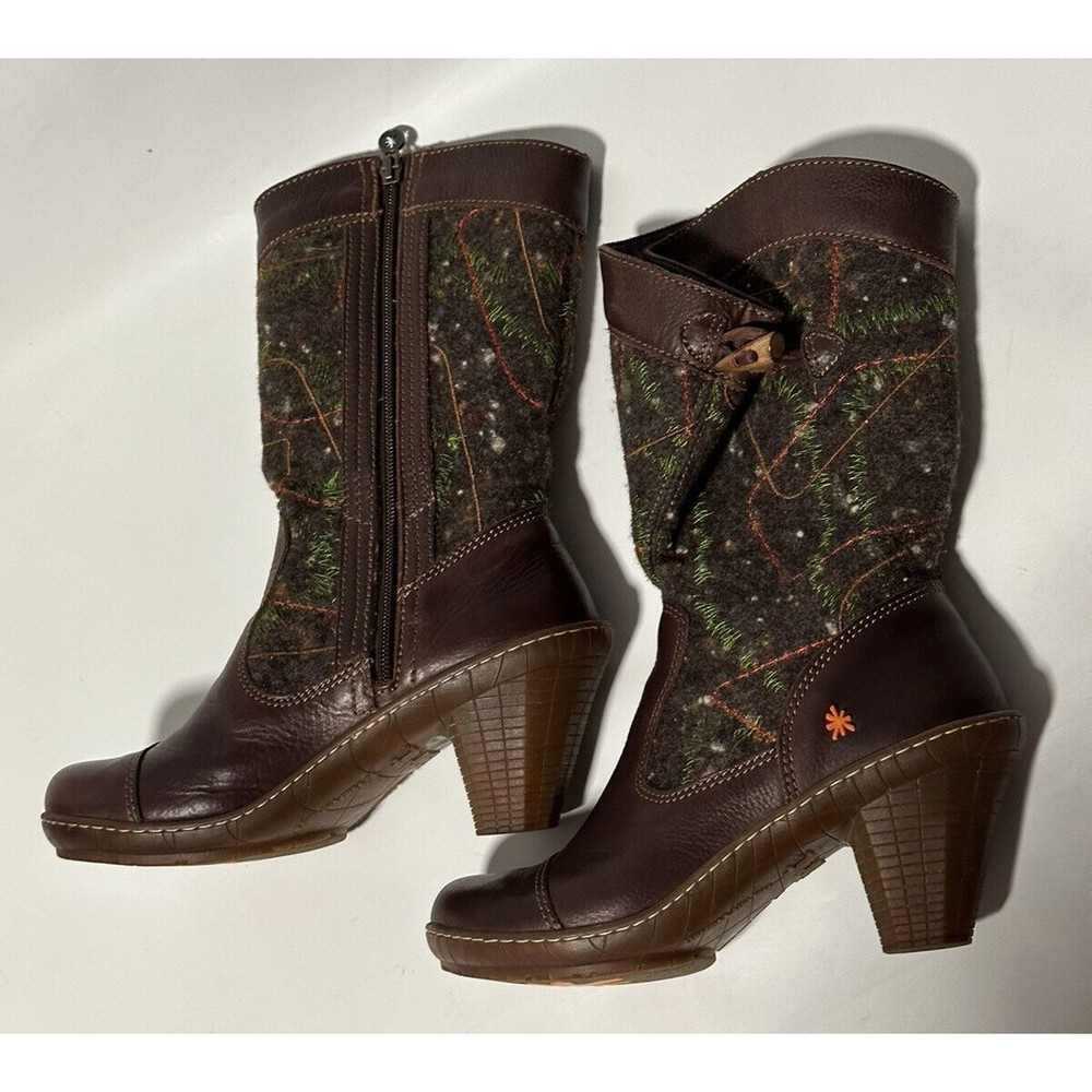 THE ART COMPANY COMFORT BOOTS ANKLE/MID CALF BROWN LEATHER /WOOL SZ 38 US 8 - Picture 6 of 16